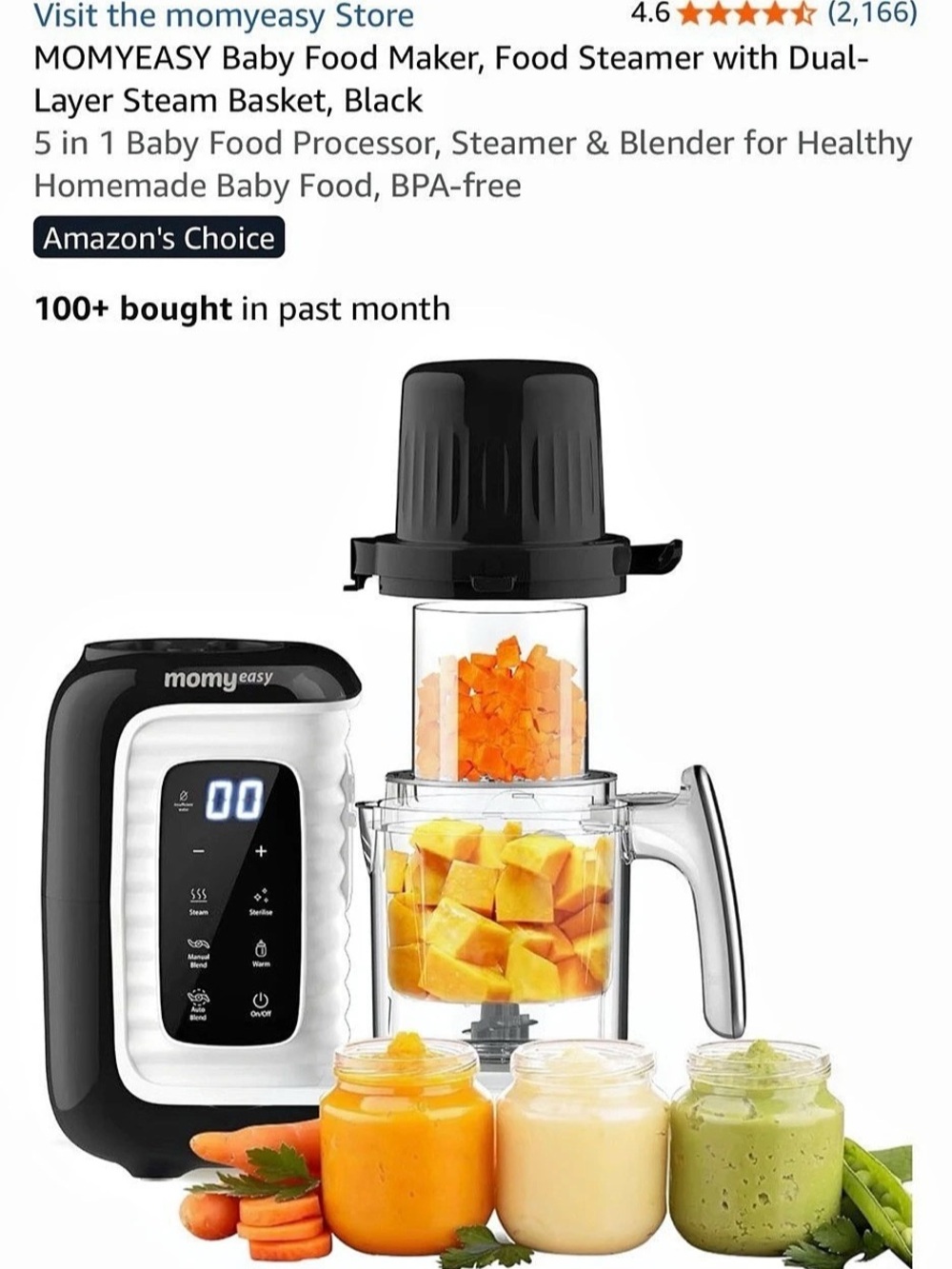 Momyeasy Baby Food Maker 5-in-1 Black